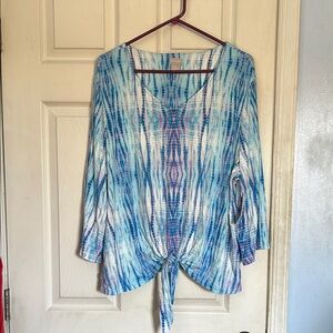 NWT Chico’s tie front tie dye tee knit top size XXL